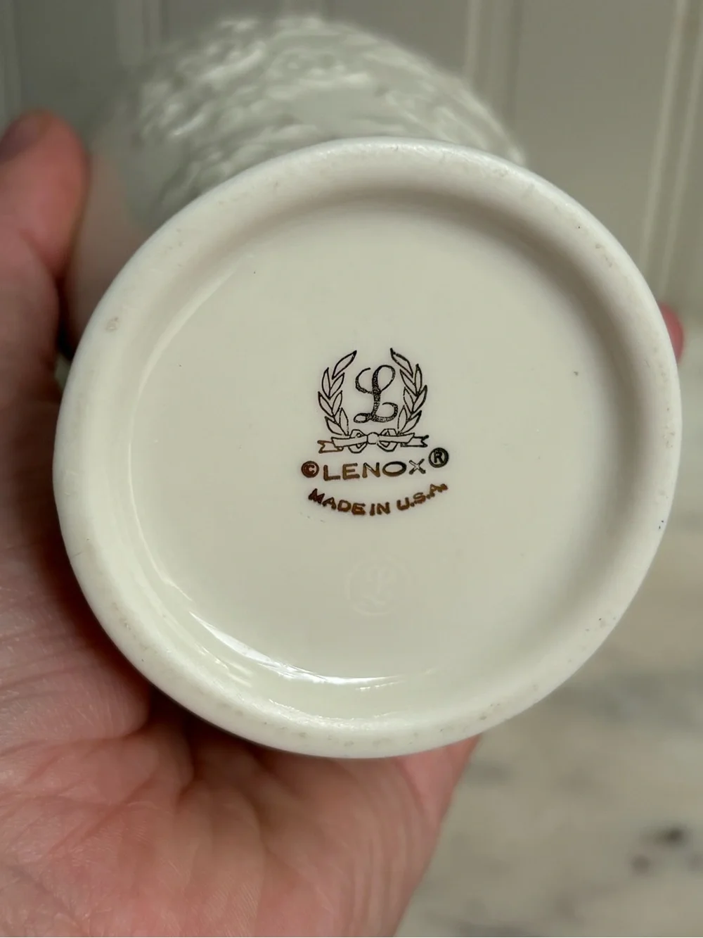 Vintage Lenox Ming Blossom Ivory Porcelain Bud Vase Embossed Floral 24k Gold VTG